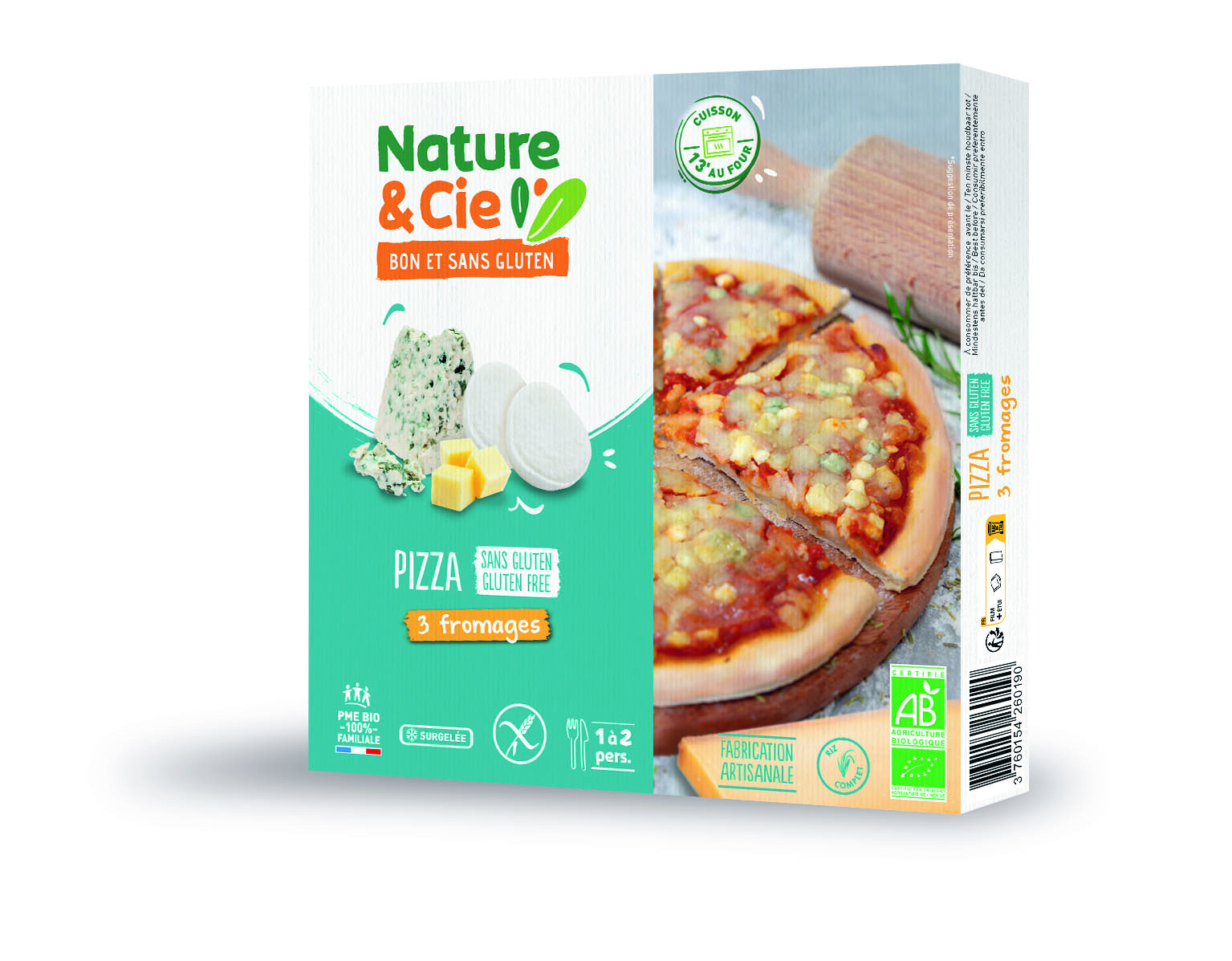 Nature & Cie Pizza 3 fromages sans gluten & bio 250g